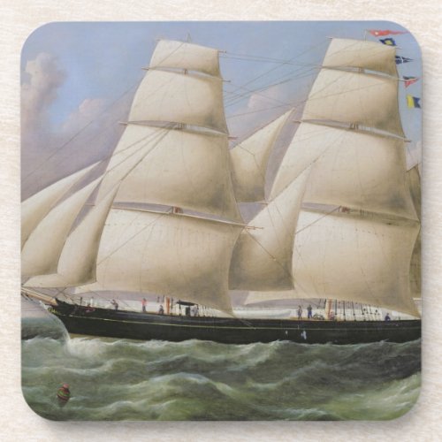 A Two Masted Schooner off Dover oil on canvas Coaster