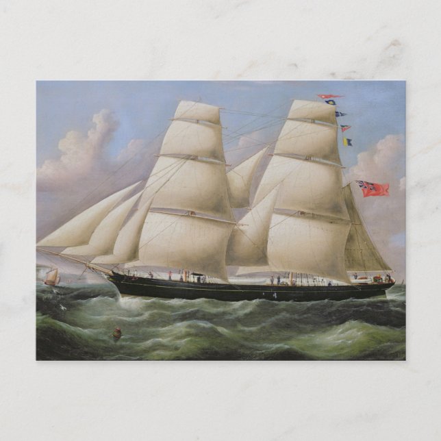 A Two Masted Schooner off Dover (oil on canvas) Postcard (Front)