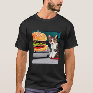 A Two Paw Feast Adorable Kitten Cat Kitty Burger D T-Shirt