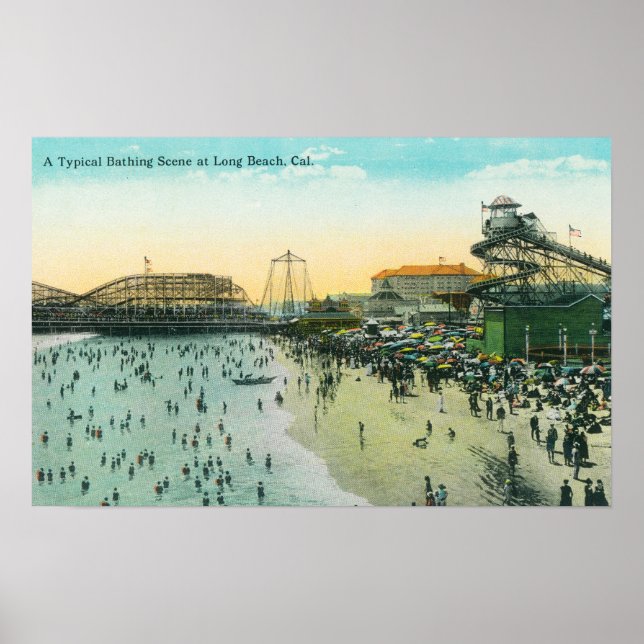 A Typical Bathing Scene at the Beach Poster (Front)