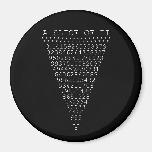 A Typographic Slice of Pi Magnet (Front)