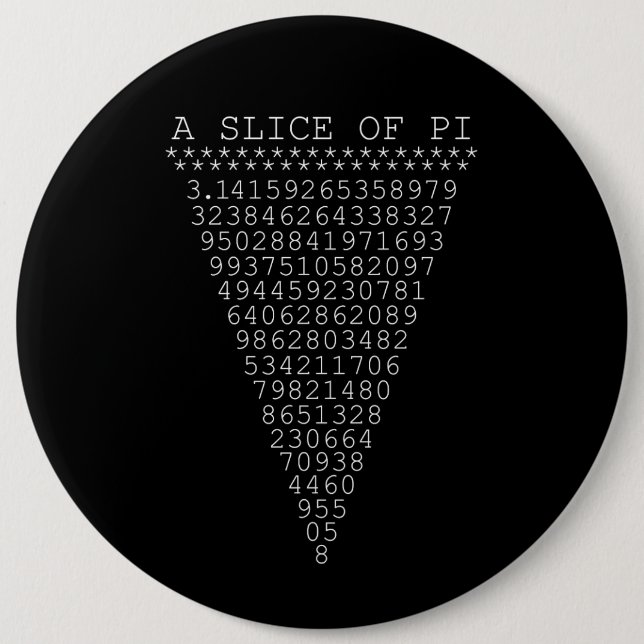 A Typographic Slice of Pi Pinback Button (Front)