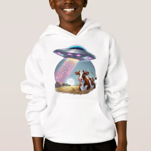 A UFO abducting a cow Hoodie