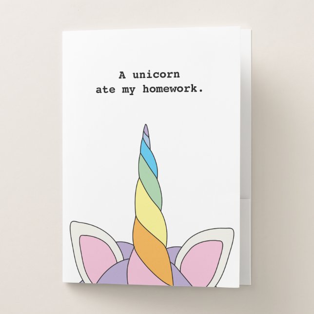 A Unicorn Ate My Homework Funny Folder (Front)