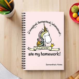 A Unicorn Ate My Homework Novelty Notebook