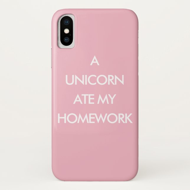A UNICORN ATE MY HOMEWORK pink iPhone Case (Back)