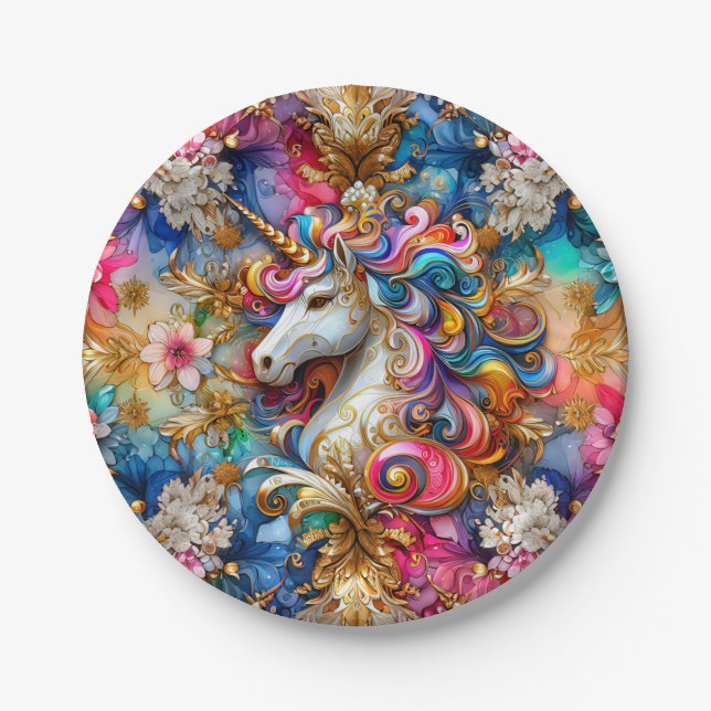 A UNICORN'S CHRISTMAS ~ Cute ~ Paper Plates (Front)