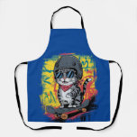 A unique and fun design featuring a stylish cat we apron