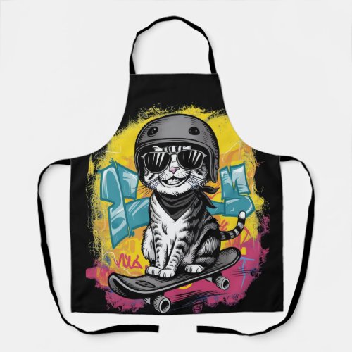 A unique and fun design featuring a stylish cat we apron