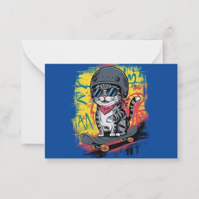 A unique and fun design featuring a stylish cat we note card (Front)