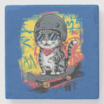 A unique and fun design featuring a stylish cat we stone coaster