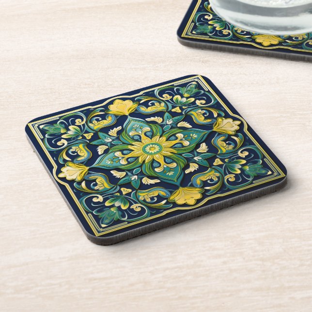 💛💚💙 A Unique Azulejo Masterpiece Beverage Coaster (Left Side)
