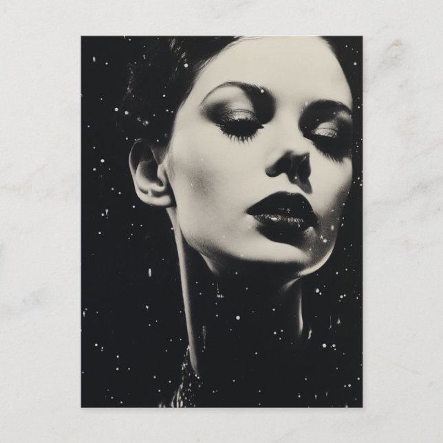 A unique celestial woman in black and white  postcard (Front)