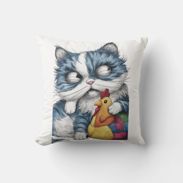 A unique giant fluffy cat throw pillow (Front)