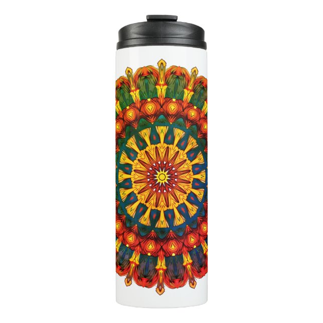 A unique mandala tumbler with lucky Phoenix feathe (Front)