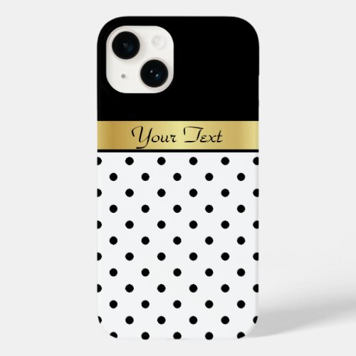 A Unique  Stylish Touch White Black Dots Gold Case_Mate iPhone 14 Case