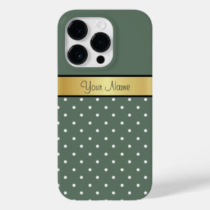 A Unique Touch, Custom Golden Ribbon On Sage Green Case-Mate iPhone 14 Pro Case