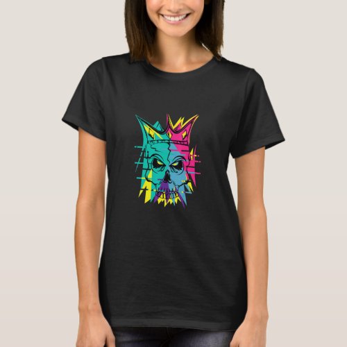 A unique vaporwave skull colorblast skull art  T_Shirt