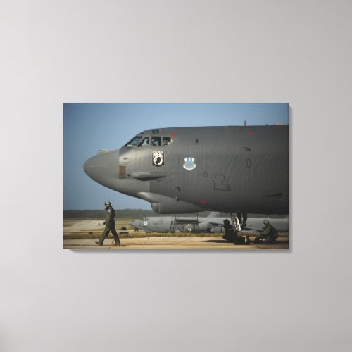 A US Air Force aircrew prepares a B_52 Canvas Print