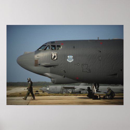 A US Air Force aircrew prepares a B_52 Poster