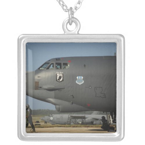 A US Air Force aircrew prepares a B_52 Silver Plated Necklace