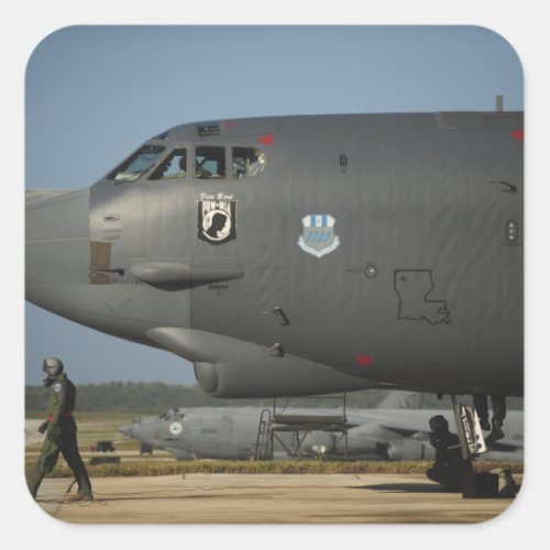 A US Air Force aircrew prepares a B_52 Square Sticker
