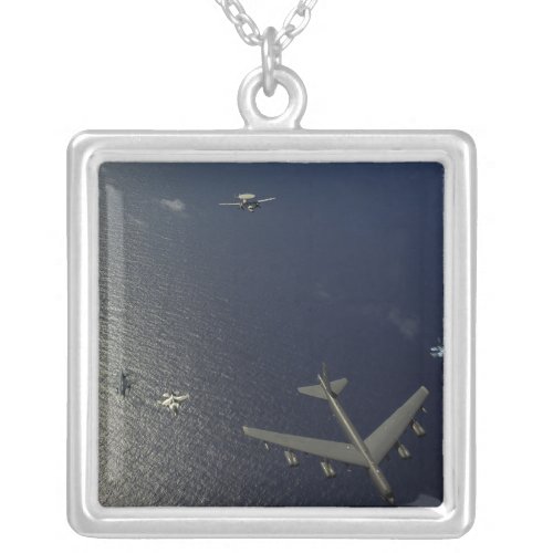 A US Air Force B_52 Stratofortress aircraft 2 Silver Plated Necklace