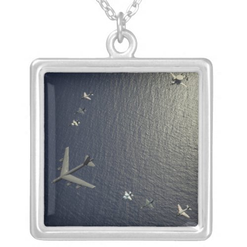 A US Air Force B_52 Stratofortress aircraft Silver Plated Necklace