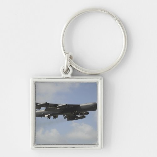 A US Air Force B_52 Stratofortress in flight Keychain