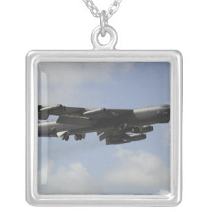 A US Air Force B-52 Stratofortress in flight Silver Plated Necklace