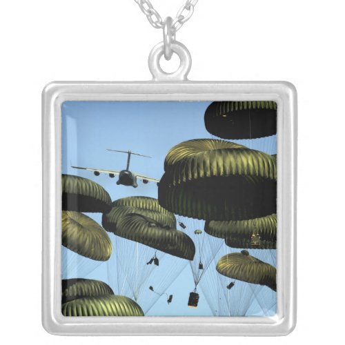 A US Air Force C_17 Globemaster III Silver Plated Necklace