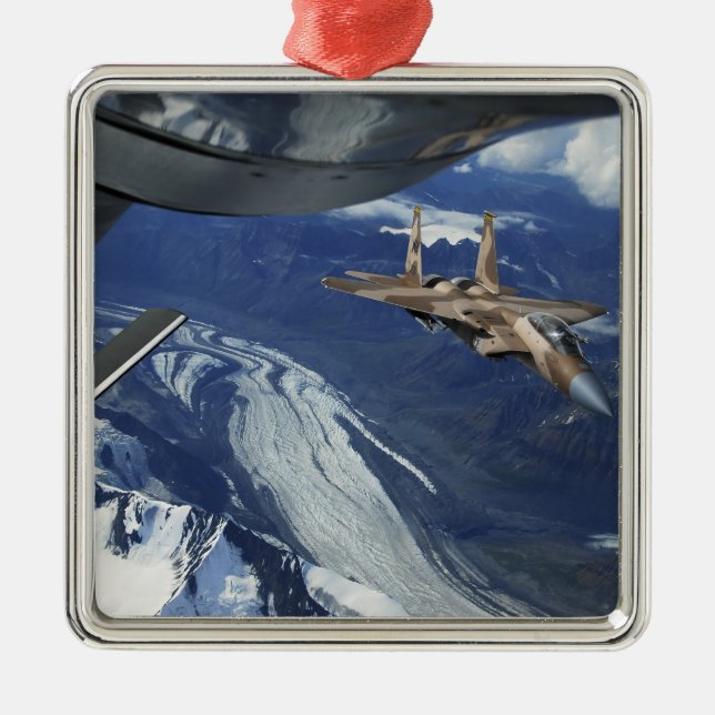A US Air Force F-15C Eagle positioning itself Metal Ornament (Front)