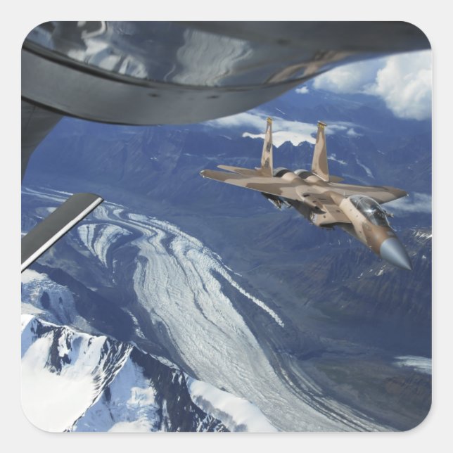 A US Air Force F-15C Eagle positioning itself Square Sticker (Front)
