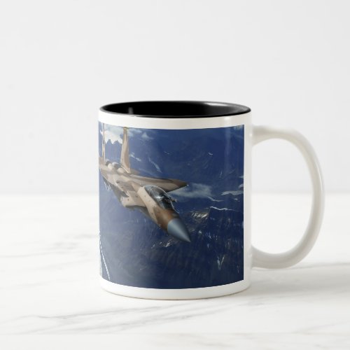 A US Air Force F_15C Eagle positioning itself Two_Tone Coffee Mug