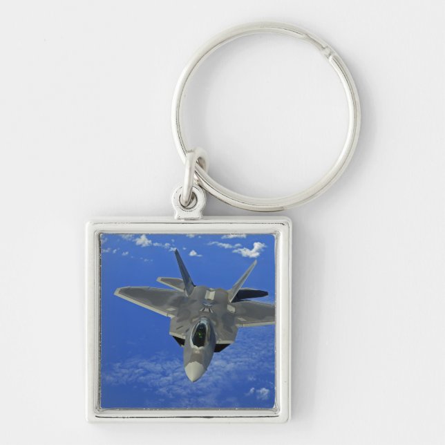 A US Air Force F-22 Raptor in flight near Guam Keychain (Front)
