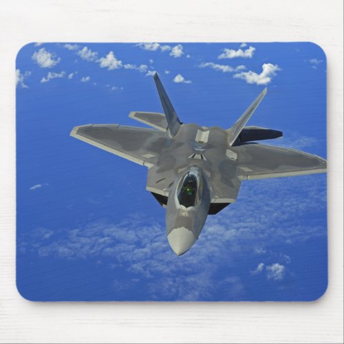 A US Air Force F_22 Raptor in flight near Guam Mouse Pad