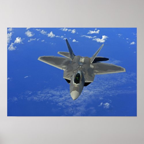 A US Air Force F_22 Raptor in flight near Guam Poster