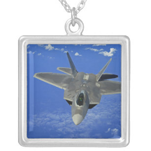 A US Air Force F-22 Raptor in flight near Guam Silver Plated Necklace