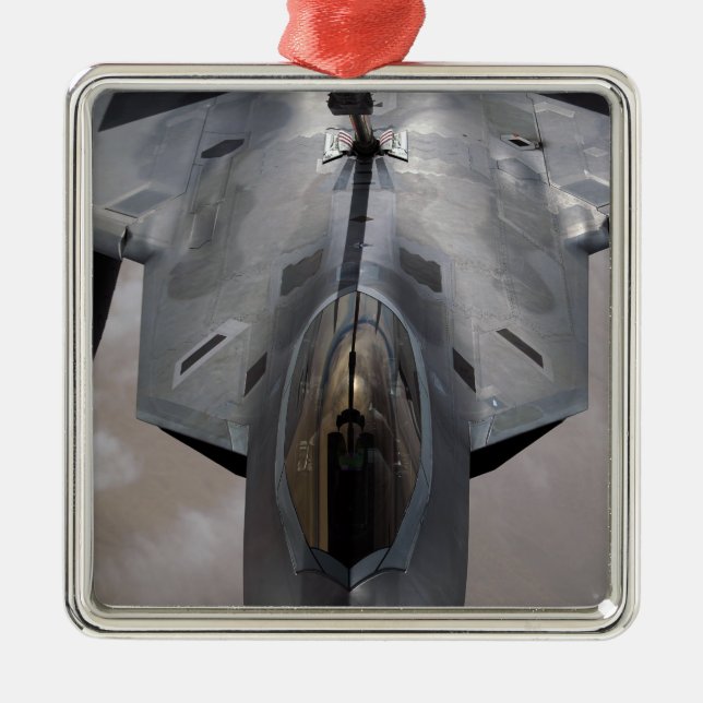A US Air Force F-22 Raptor is refueled Metal Ornament (Front)