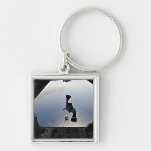 A US Air Force pararescueman jumping out Keychain