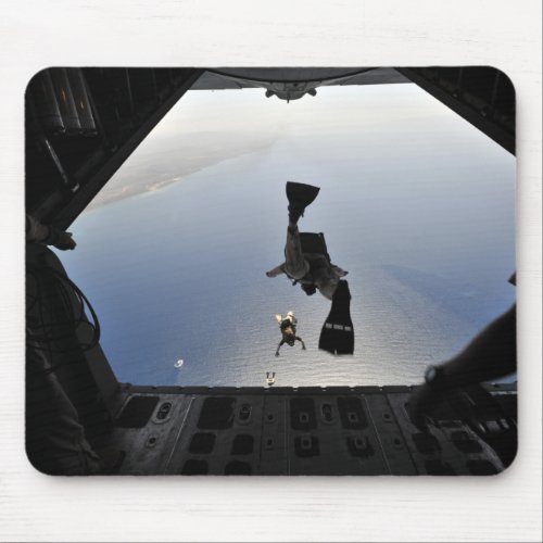 A US Air Force pararescueman jumping out Mouse Pad