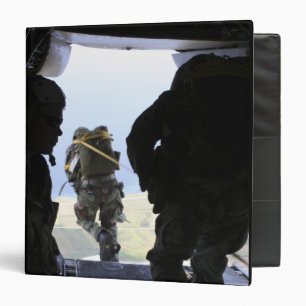 A US Army Soldier performs a static-line jump Binder