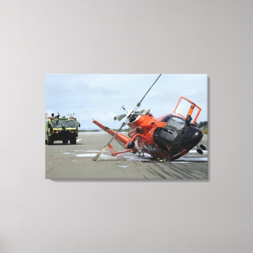 A US Coast Guard MH_65 Dolphin helicopter crash Canvas Print