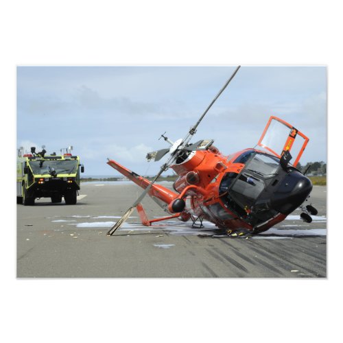 A US Coast Guard MH_65 Dolphin helicopter crash Photo Print