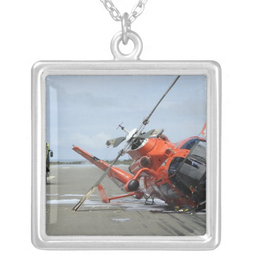 A US Coast Guard MH_65 Dolphin helicopter crash Silver Plated Necklace