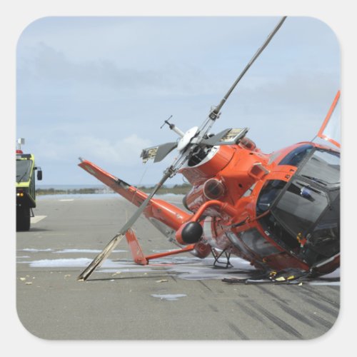 A US Coast Guard MH_65 Dolphin helicopter crash Square Sticker