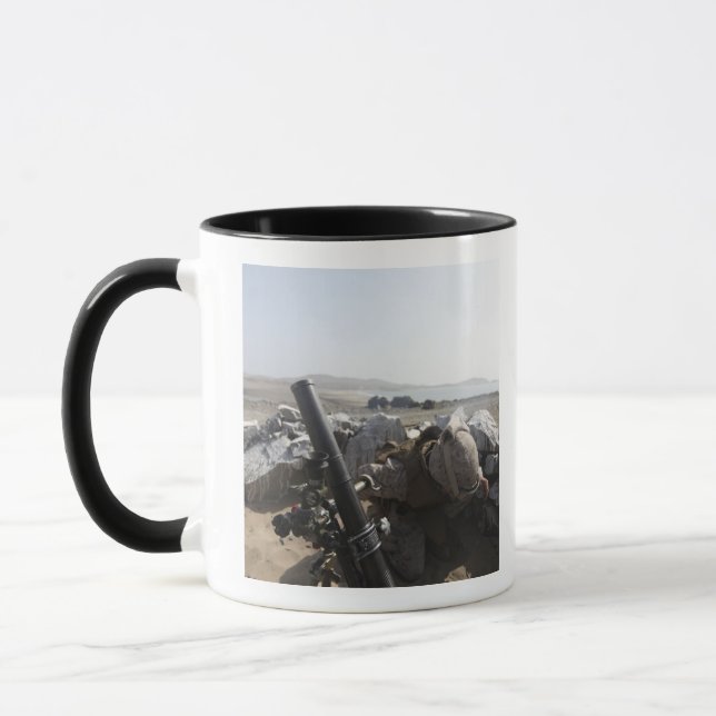 A US Marine fires a mortar in Salinas, Peru Mug (Left)