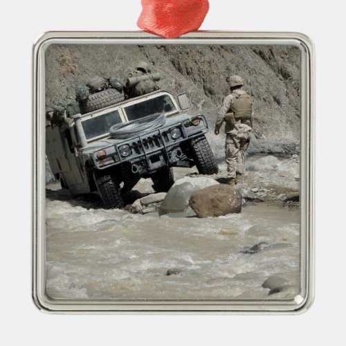 A US Marine guiding the driver of a Humvee Metal Ornament