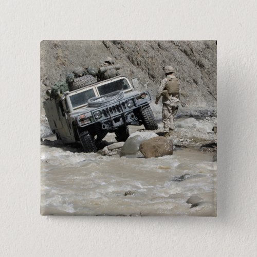 A US Marine guiding the driver of a Humvee Pinback Button