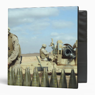 A US Marine prepares howitzer rounds to be fire 3 Ring Binder